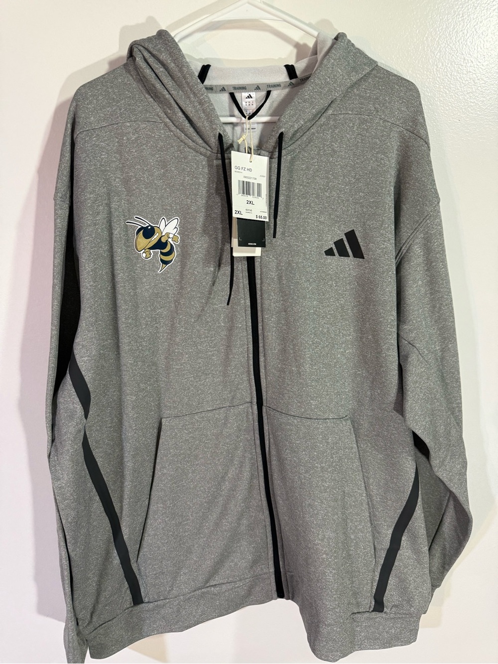 Adidas Georgia Tech Gray Full-Zip Hoodie